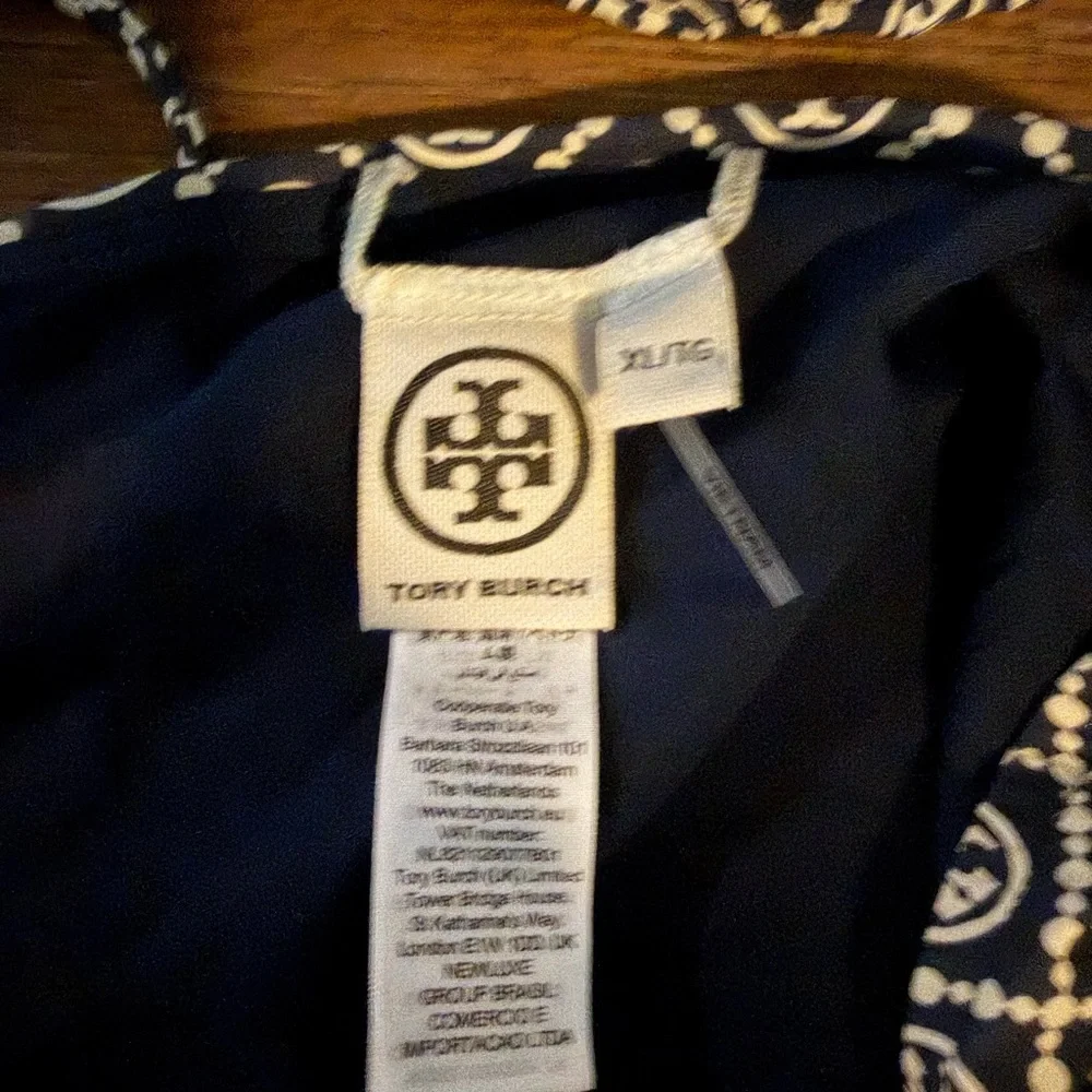 Tory Burch Navy and White Logo-Print Bikini Set